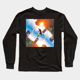 Jumping Over Cities - Digital Modern Art Piece Long Sleeve T-Shirt